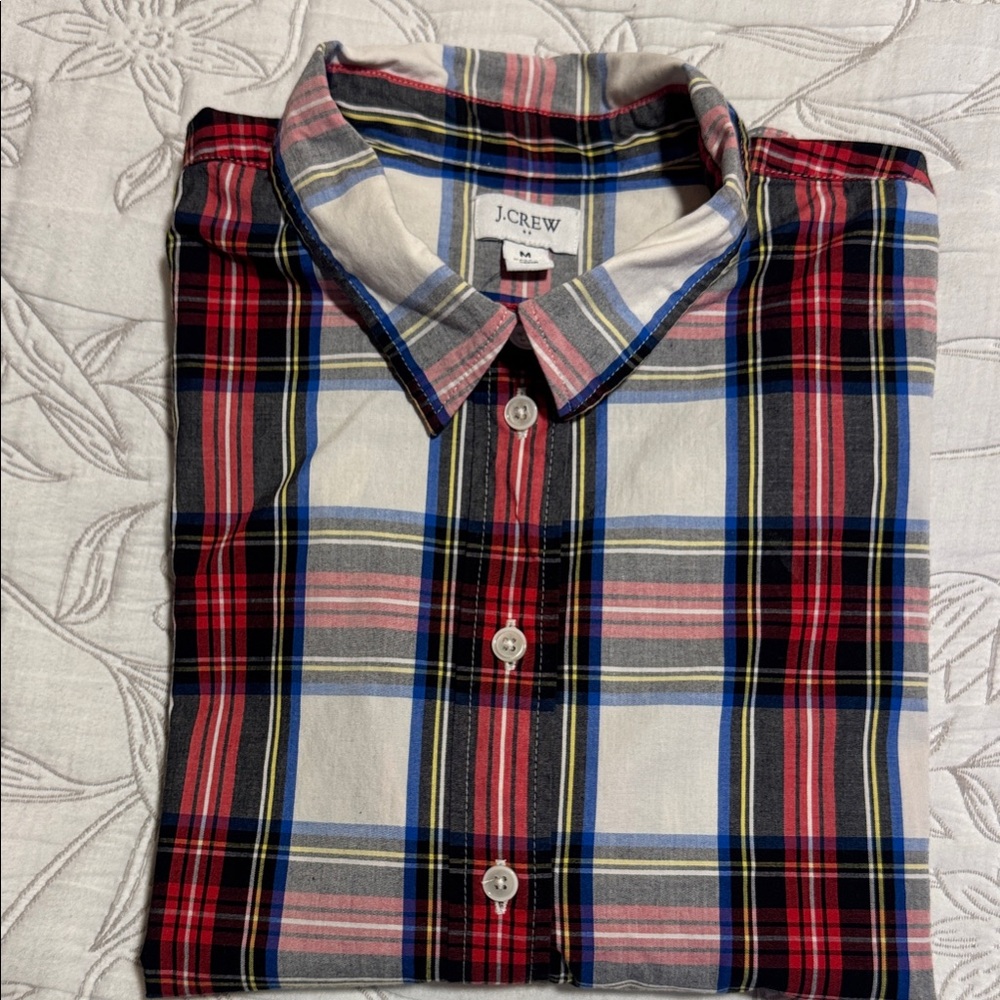 J. Crew Women's Plaid Button Down Shirt - Red, Blue, and Gray used like new